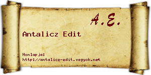 Antalicz Edit névjegykártya